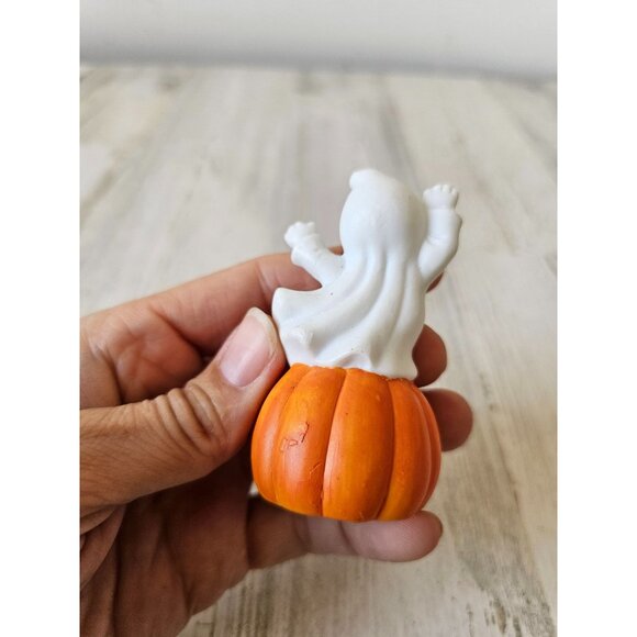 Vintage ceramic ghost pumpkin village Halloween fall decor miniature - Picture 4 of 8